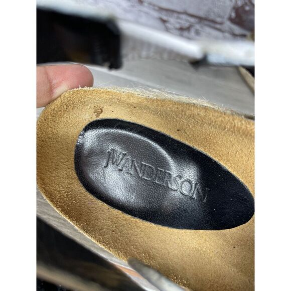 J. W. JW Anderson Chain Black White Leather Espadrille Platform Sandals Women 38 - Picture 15 of 16